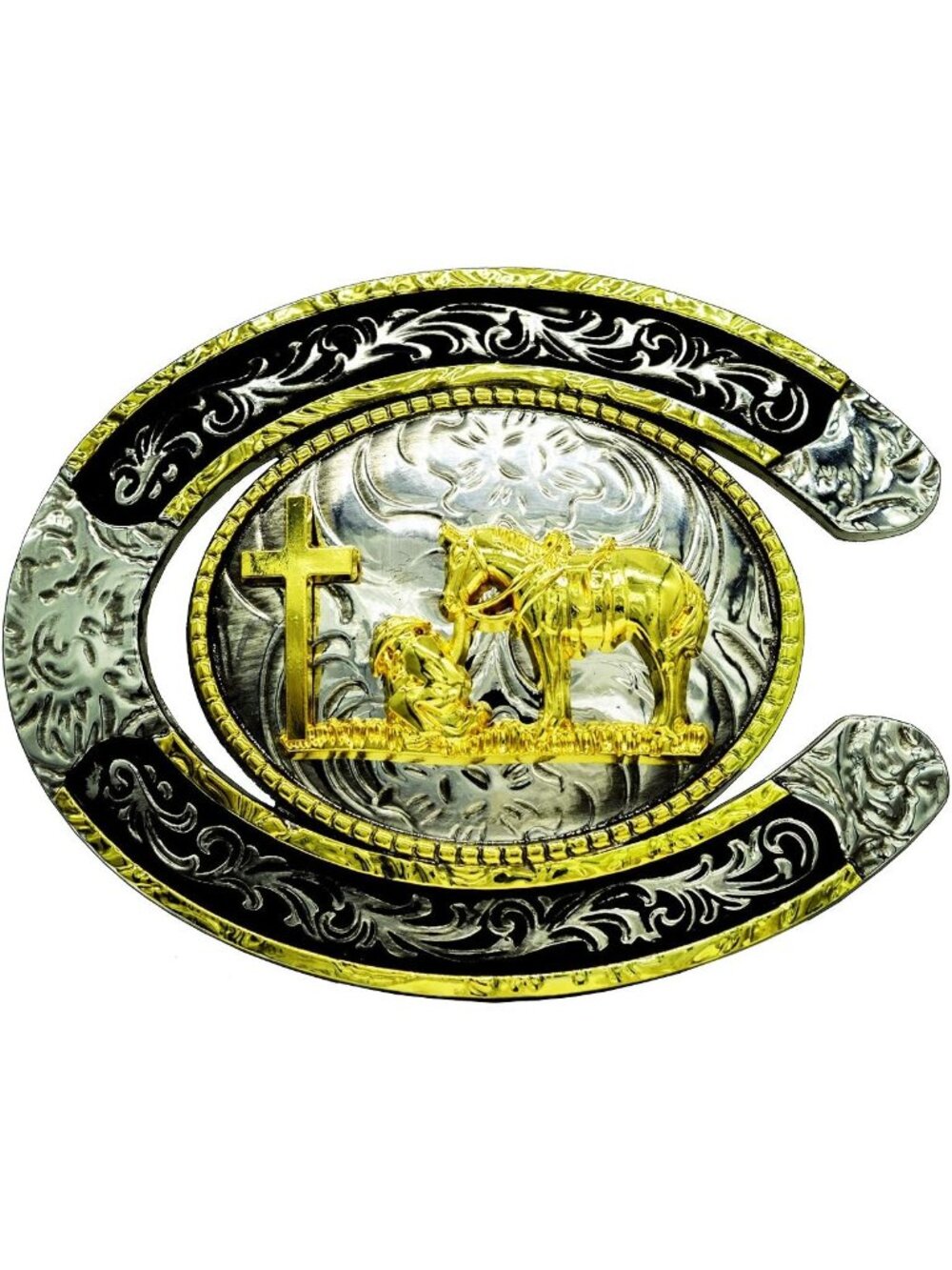 Women Cross Cowboy Western Cross Cowboy Prayer Belt Buckle Zinc Alloy